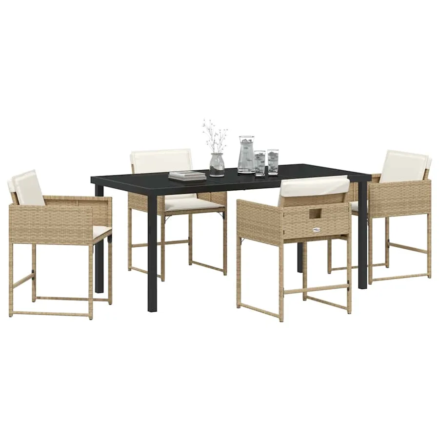 Ensemble de salle à manger pour jardin 5 pcs Beige polyrotin - 3
