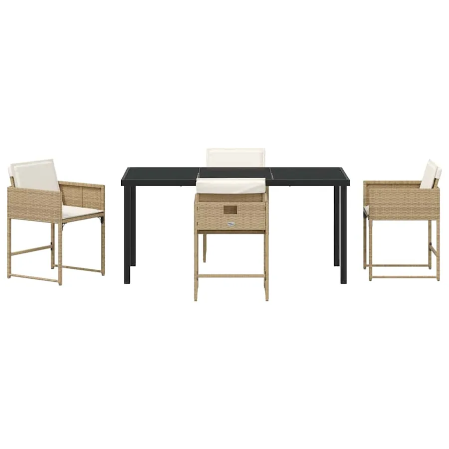Ensemble de salle à manger pour jardin 5 pcs Beige polyrotin - 7