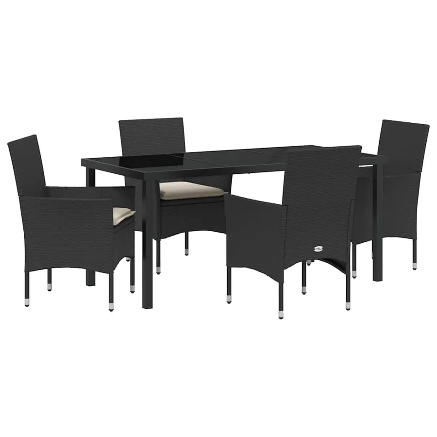 Ensemble de salle à manger pour jardin 5 pcs Noir polyrotin - 2
