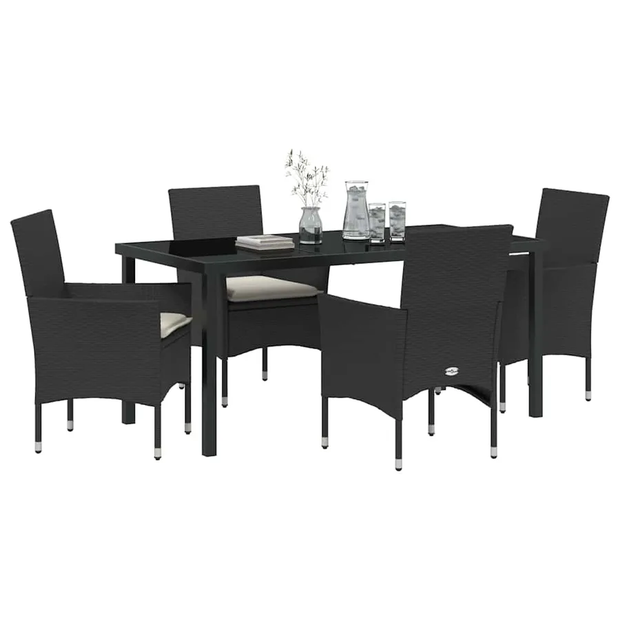 Ensemble de salle à manger pour jardin 5 pcs Noir polyrotin - 3