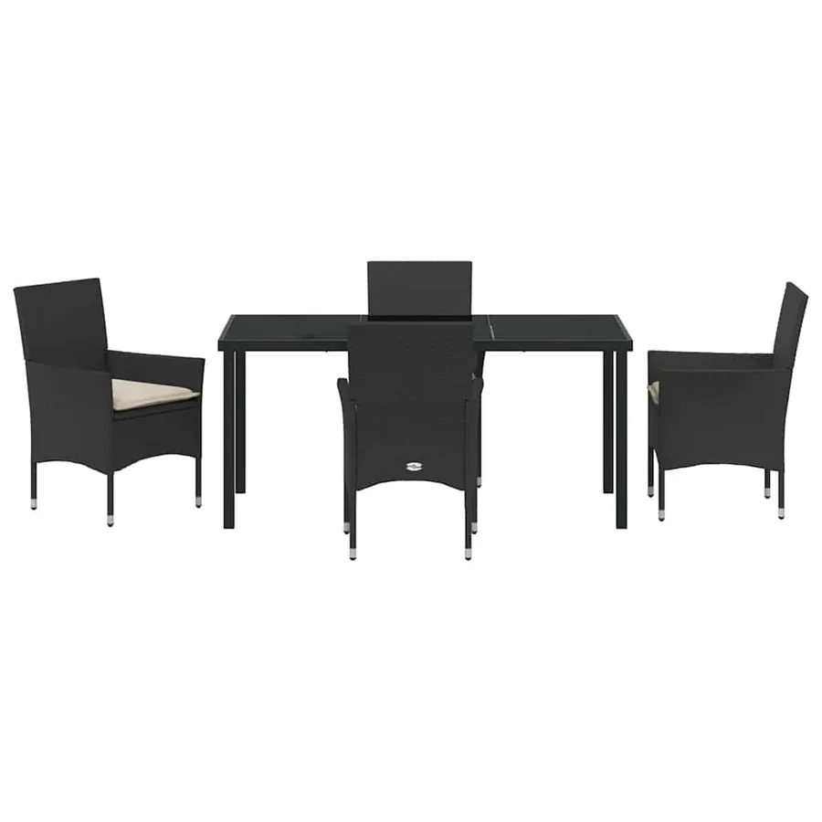 Ensemble de salle à manger pour jardin 5 pcs Noir polyrotin - 7