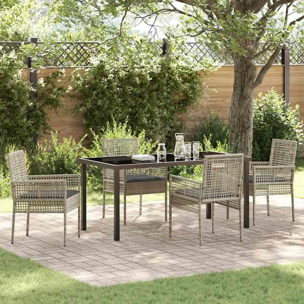 Ensemble de salle à manger pour jardin 5 pcs Gris clair