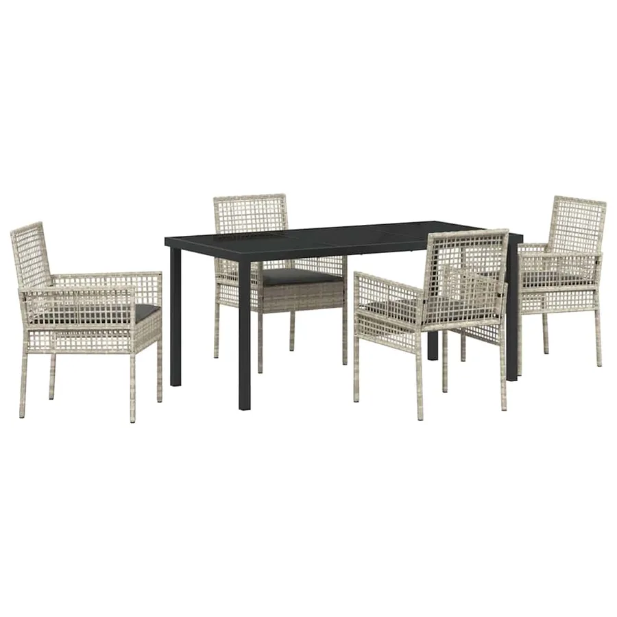 Ensemble de salle à manger pour jardin 5 pcs Gris clair - 2