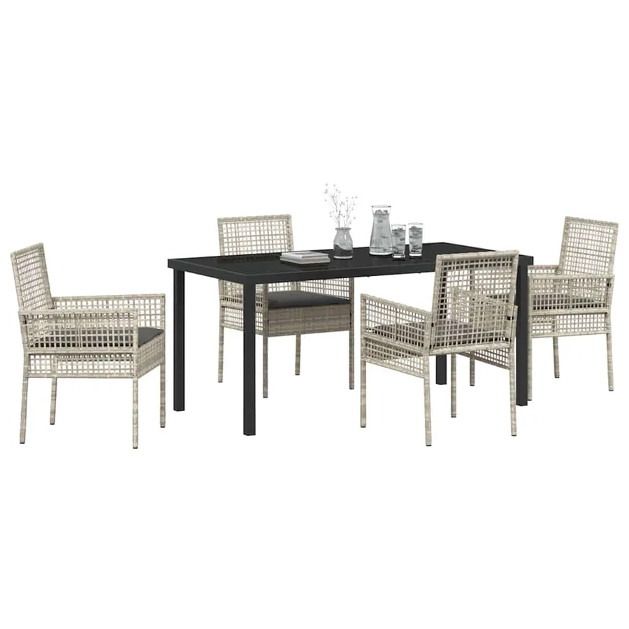 Ensemble de salle à manger pour jardin 5 pcs Gris clair - 3