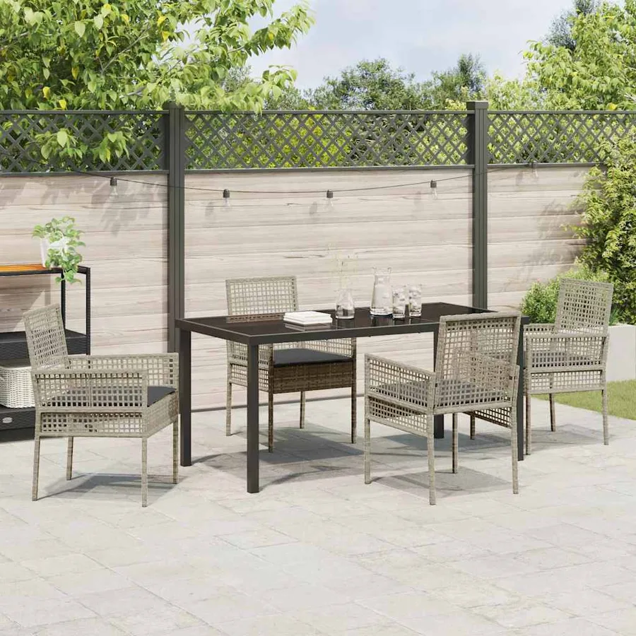 Ensemble de salle à manger pour jardin 5 pcs Gris clair - 4