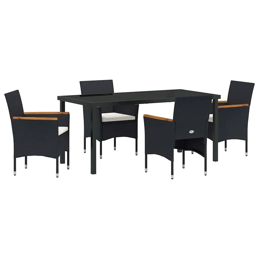 Ensemble de salle à manger pour jardin 5 pcs Noir polyrotin - 2