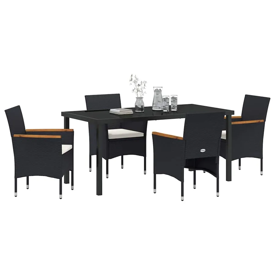 Ensemble de salle à manger pour jardin 5 pcs Noir polyrotin - 3
