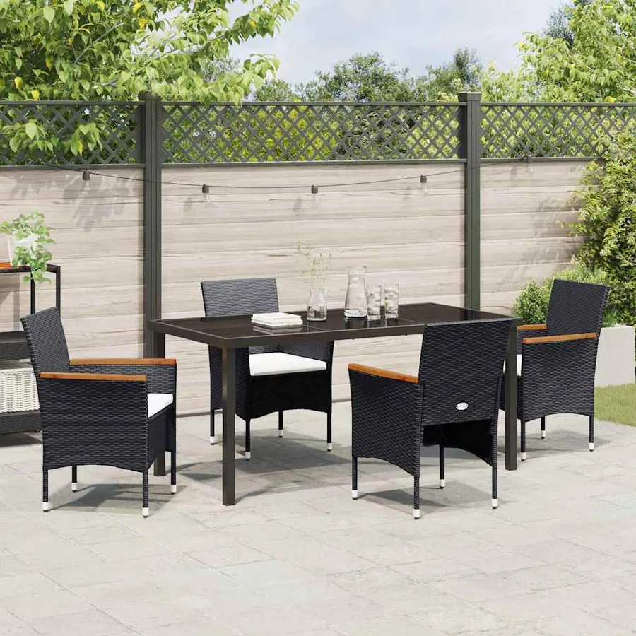 Ensemble de salle à manger pour jardin 5 pcs Noir polyrotin - 4