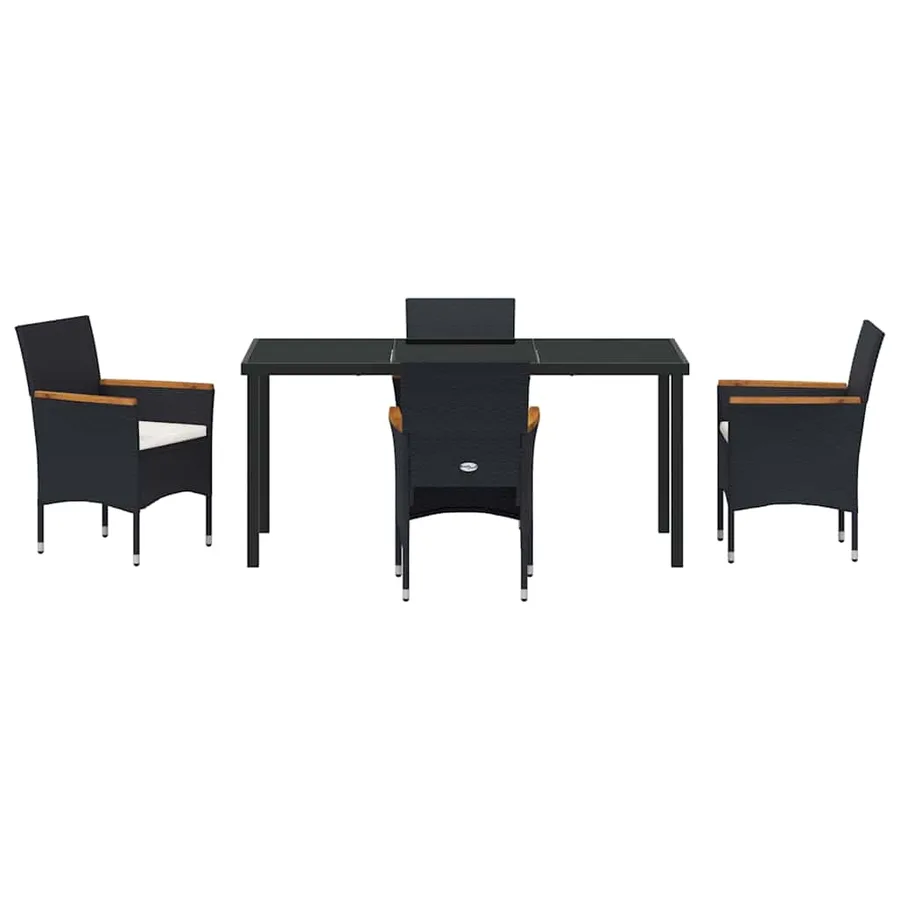 Ensemble de salle à manger pour jardin 5 pcs Noir polyrotin - 6