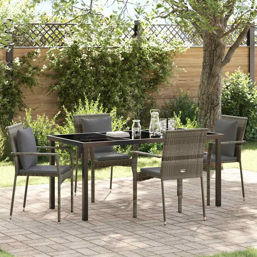 Ensemble de salle à manger pour jardin 5 pcs Gris polyrotin