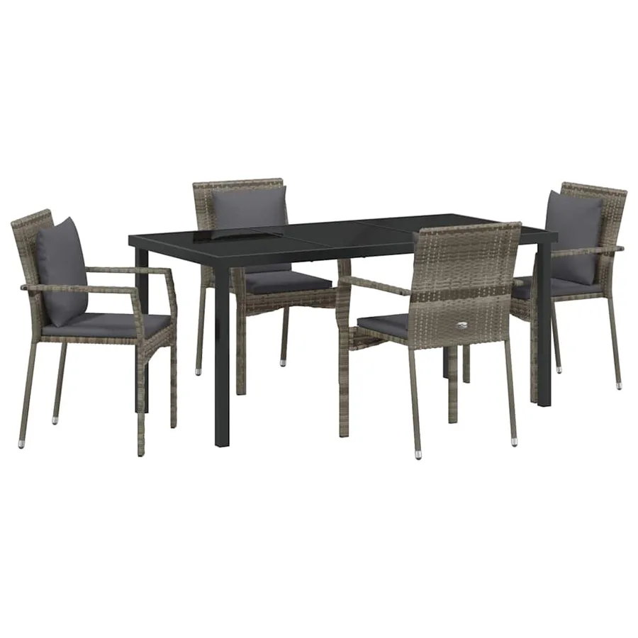 Ensemble de salle à manger pour jardin 5 pcs Gris polyrotin - 2
