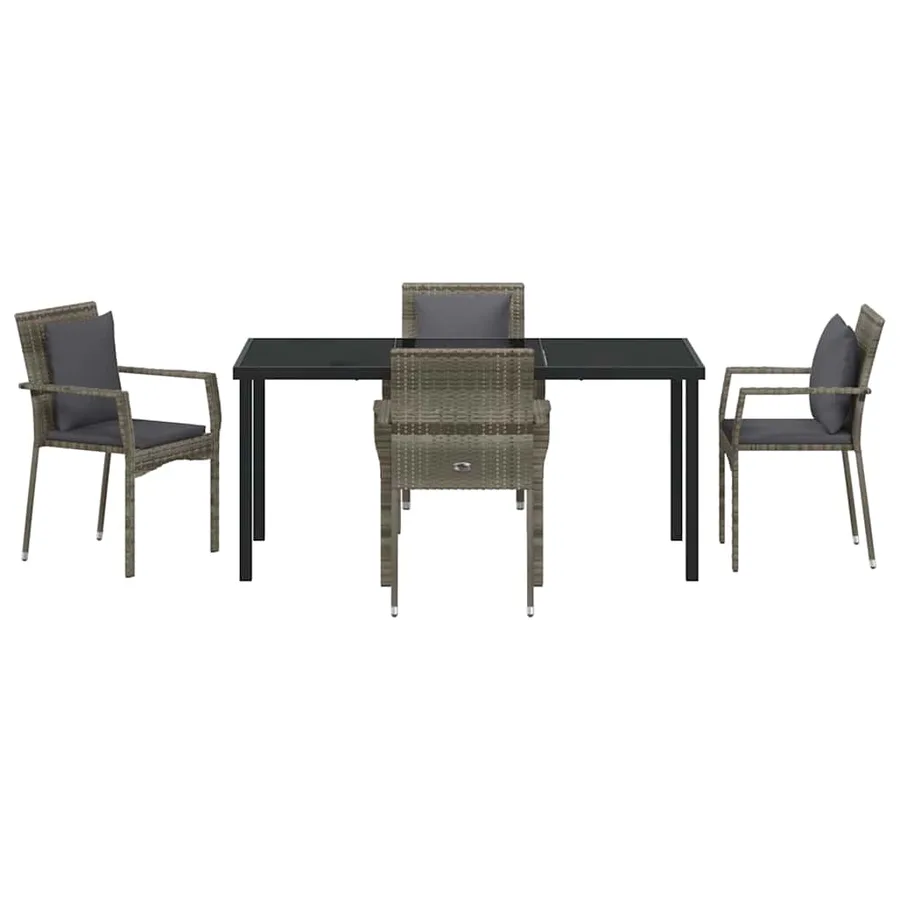 Ensemble de salle à manger pour jardin 5 pcs Gris polyrotin - 7