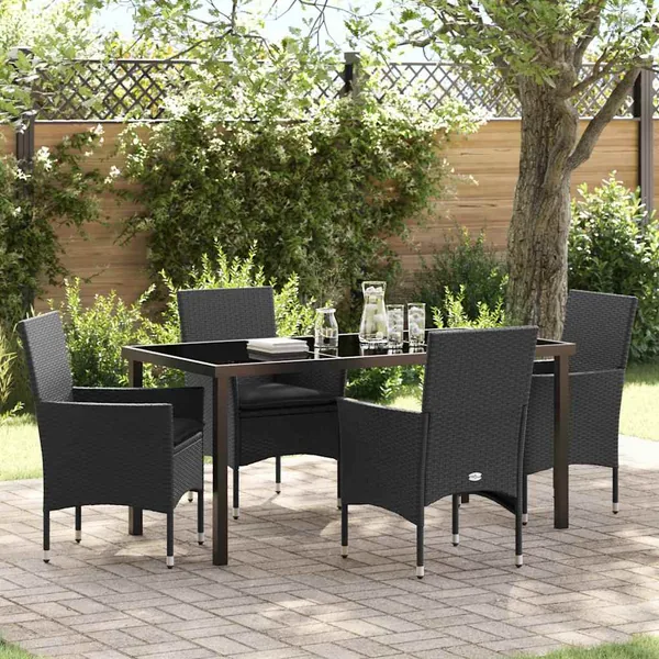 Ensemble de salle à manger pour jardin 5 pcs Noir polyrotin