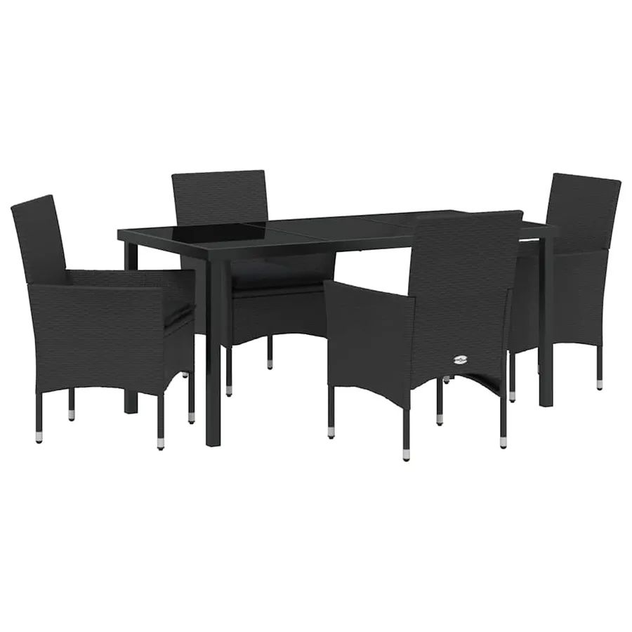Ensemble de salle à manger pour jardin 5 pcs Noir polyrotin - 2