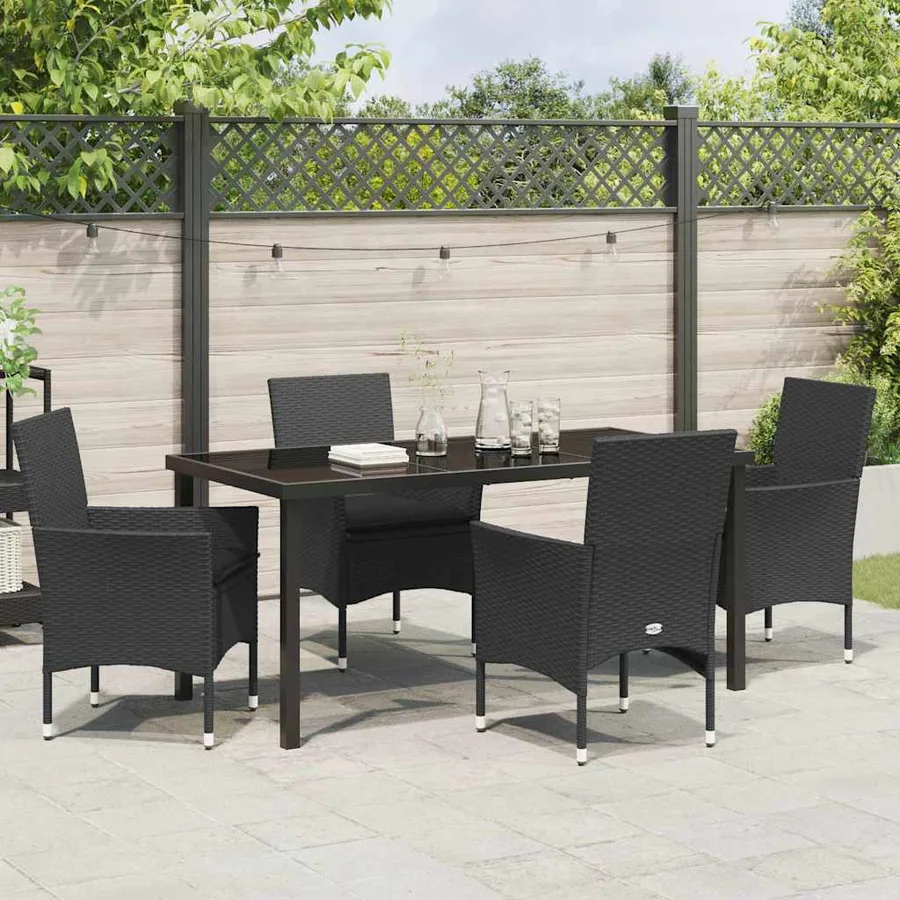 Ensemble de salle à manger pour jardin 5 pcs Noir polyrotin - 4