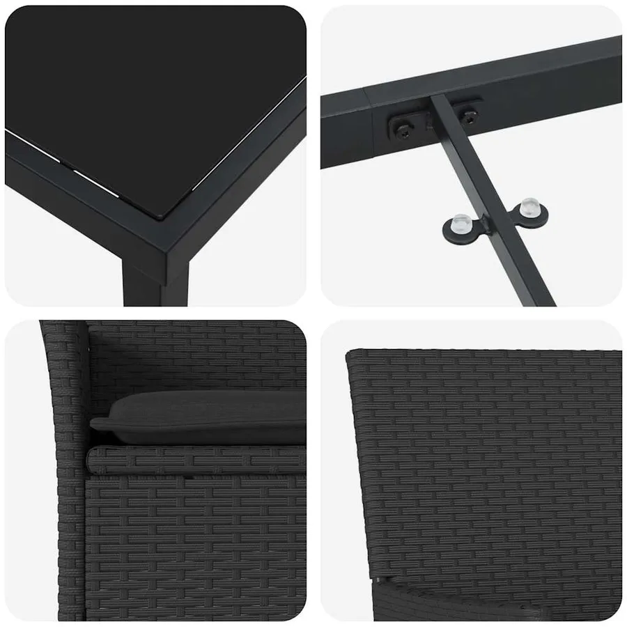 Ensemble de salle à manger pour jardin 5 pcs Noir polyrotin - 9