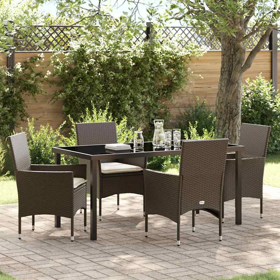 Ensemble de salle à manger pour jardin 5 pcs Marron polyrotin