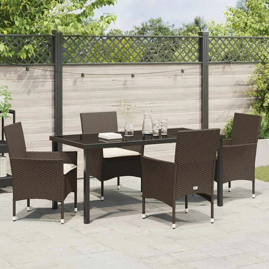 Ensemble de salle à manger pour jardin 5 pcs Marron polyrotin - 4