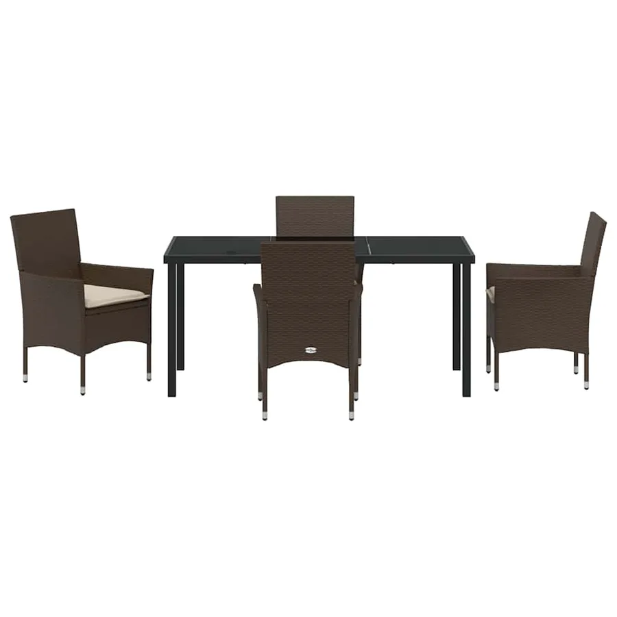 Ensemble de salle à manger pour jardin 5 pcs Marron polyrotin - 7