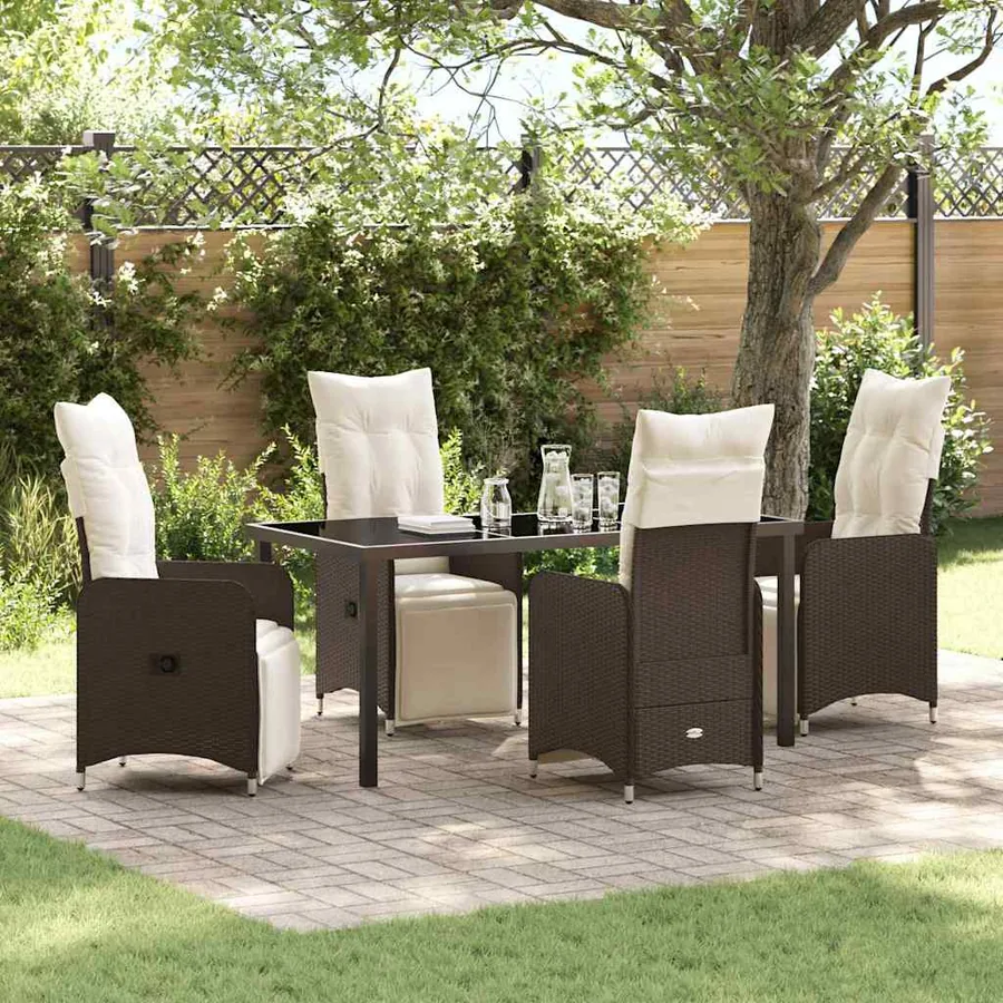 Ensemble de salle à manger pour jardin 5 pcs Marron polyrotin
