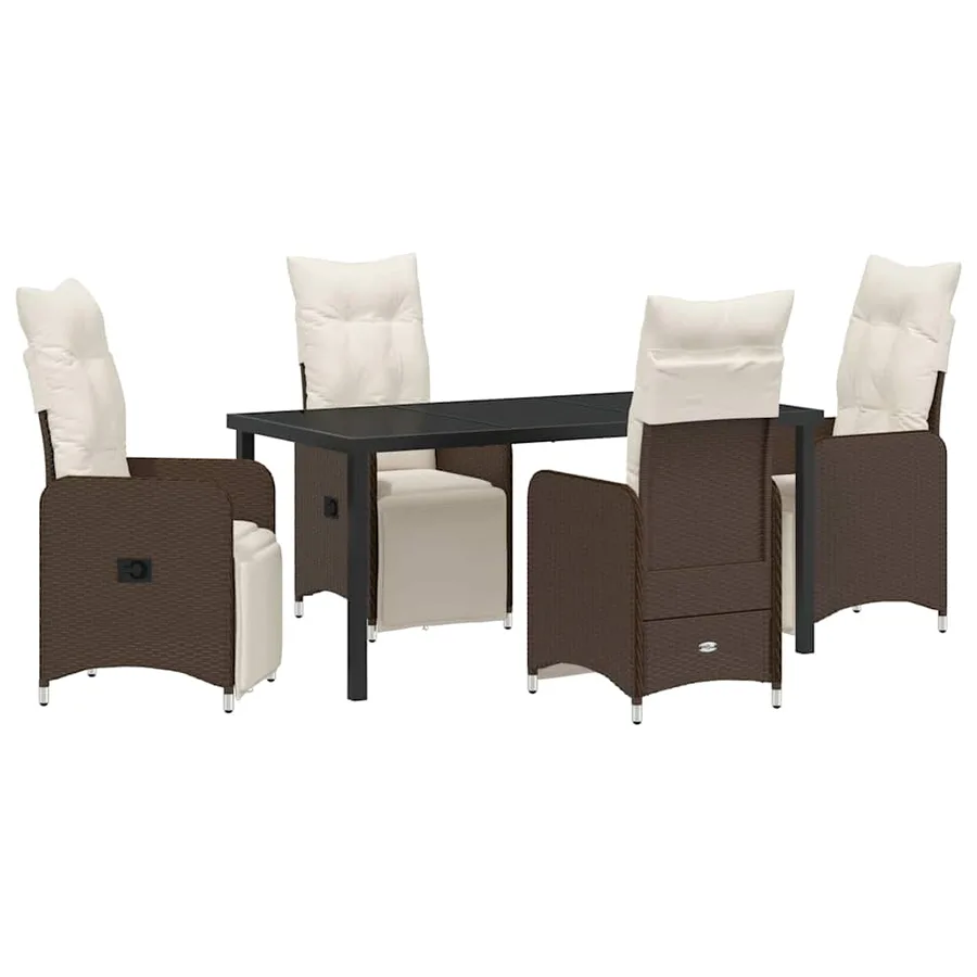 Ensemble de salle à manger pour jardin 5 pcs Marron polyrotin - 2