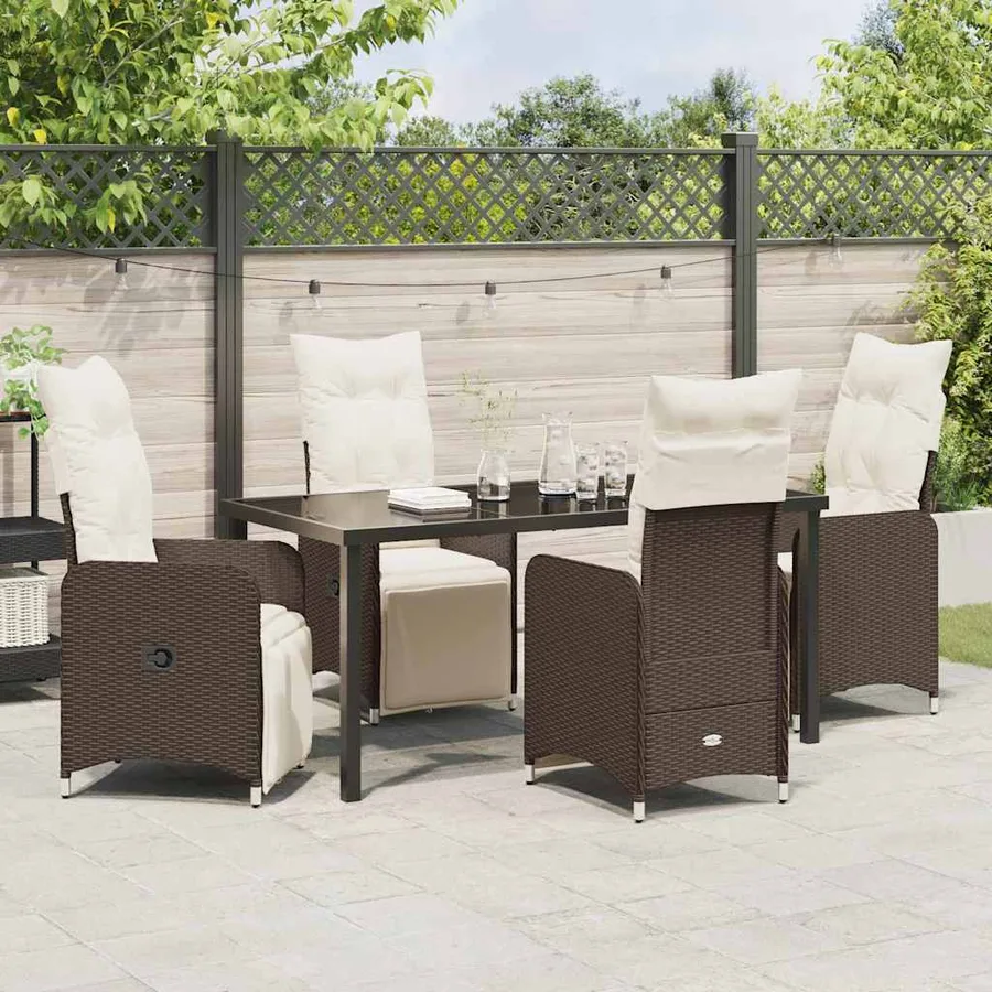 Ensemble de salle à manger pour jardin 5 pcs Marron polyrotin - 4