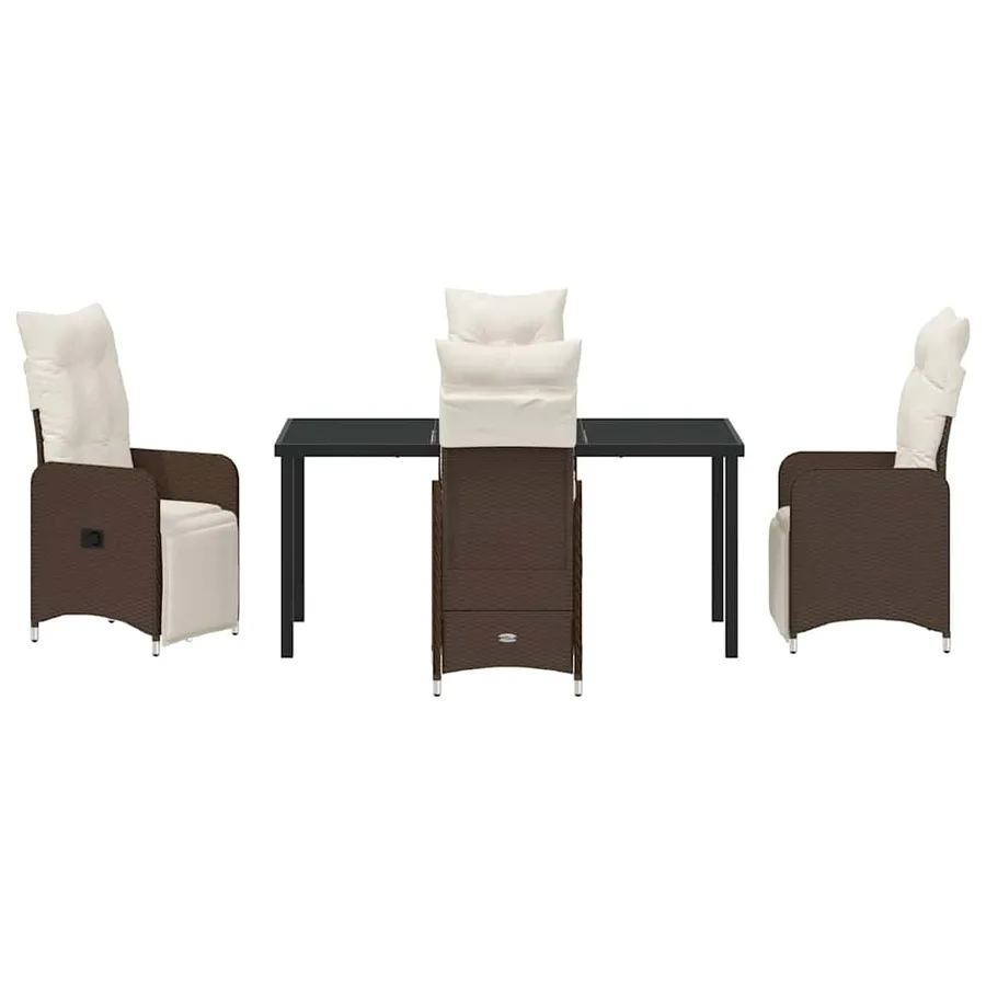 Ensemble de salle à manger pour jardin 5 pcs Marron polyrotin - 7