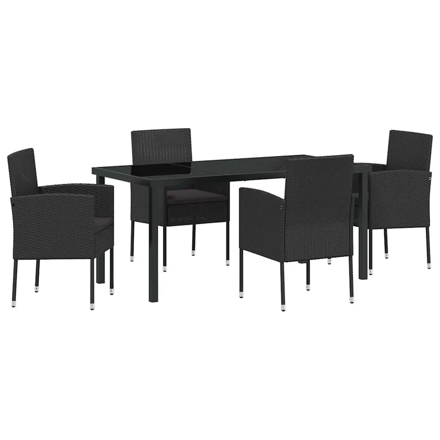 Ensemble de salle à manger pour jardin 5 pcs Noir polyrotin - 2