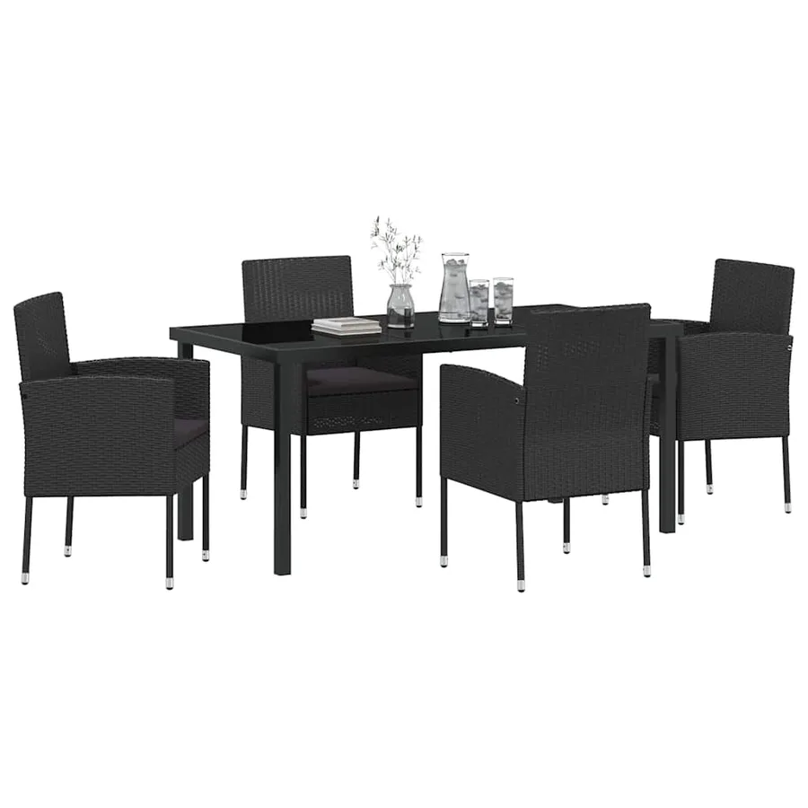 Ensemble de salle à manger pour jardin 5 pcs Noir polyrotin - 3