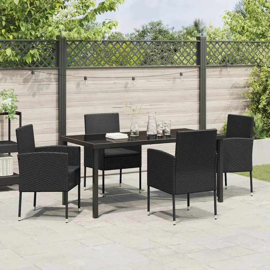 Ensemble de salle à manger pour jardin 5 pcs Noir polyrotin - 4
