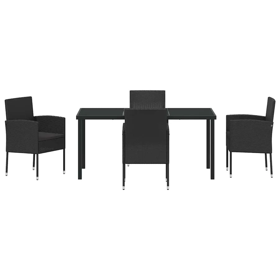 Ensemble de salle à manger pour jardin 5 pcs Noir polyrotin - 7