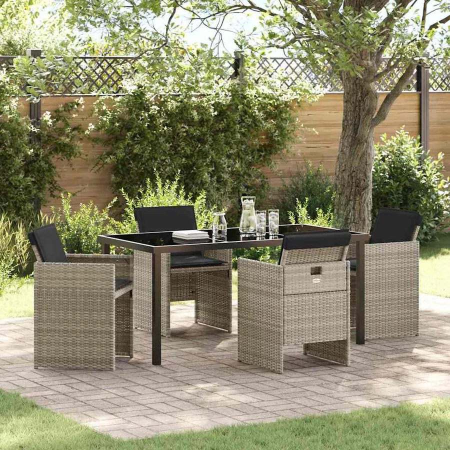 Ensemble de salle à manger pour jardin 5 pcs Gris clair