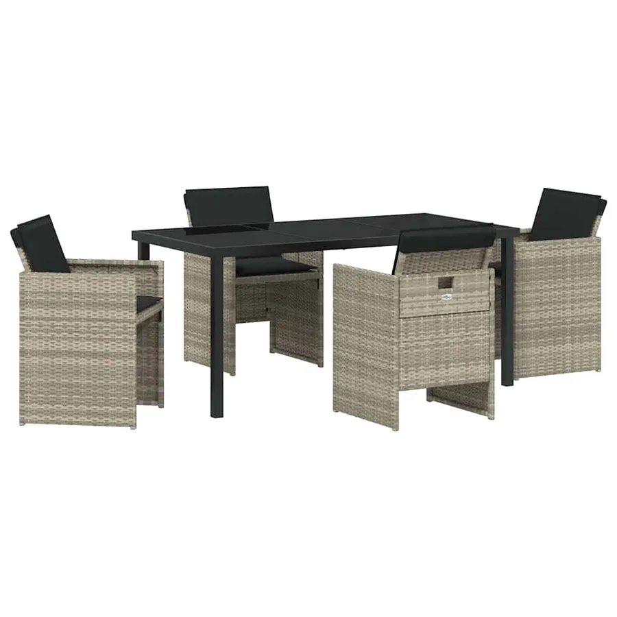 Ensemble de salle à manger pour jardin 5 pcs Gris clair - 2