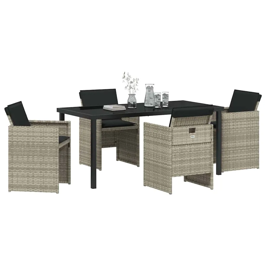 Ensemble de salle à manger pour jardin 5 pcs Gris clair - 3