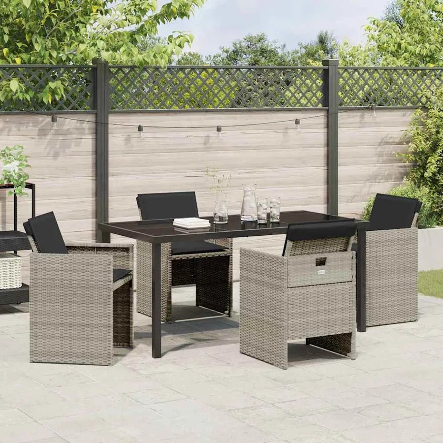 Ensemble de salle à manger pour jardin 5 pcs Gris clair - 4