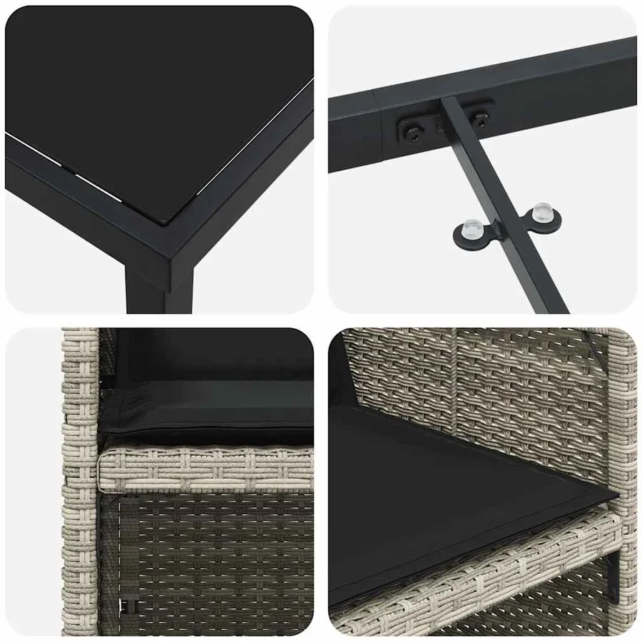 Ensemble de salle à manger pour jardin 5 pcs Gris clair - 9