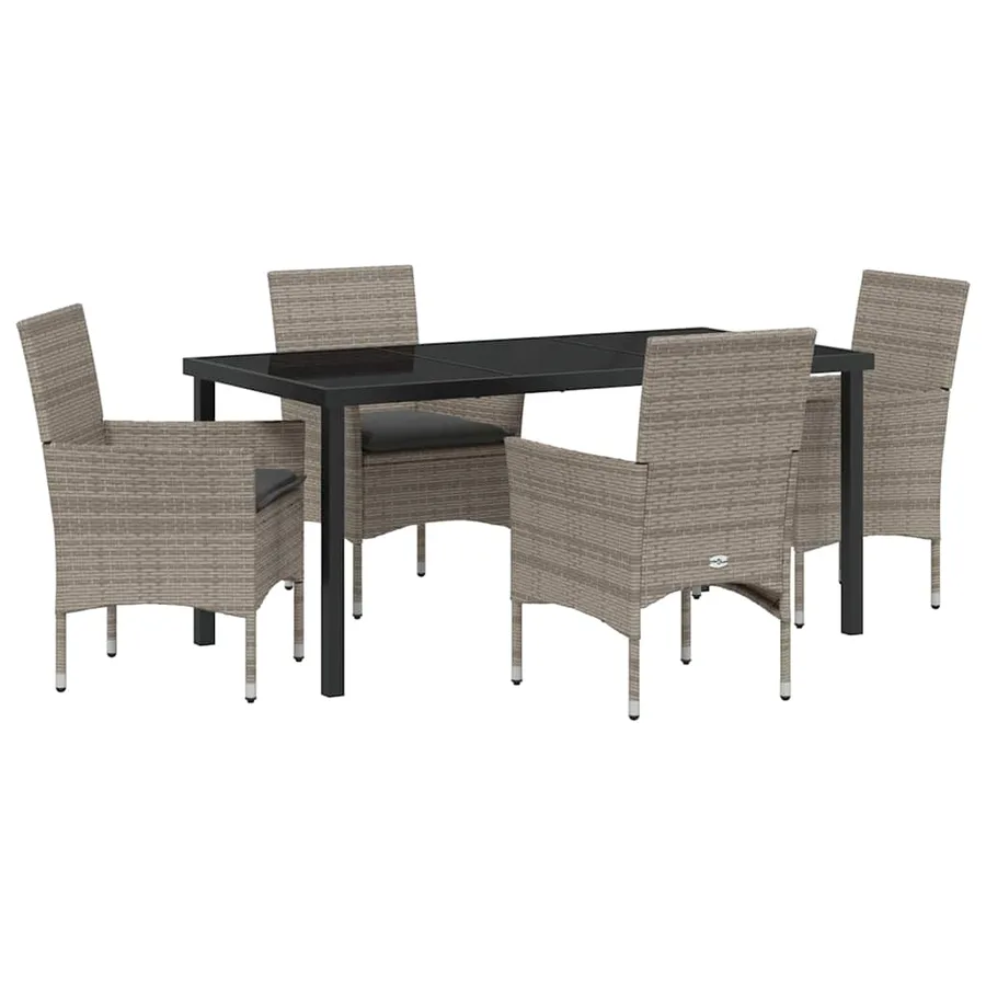 Ensemble de salle à manger pour jardin 5 pcs Gris polyrotin - 2