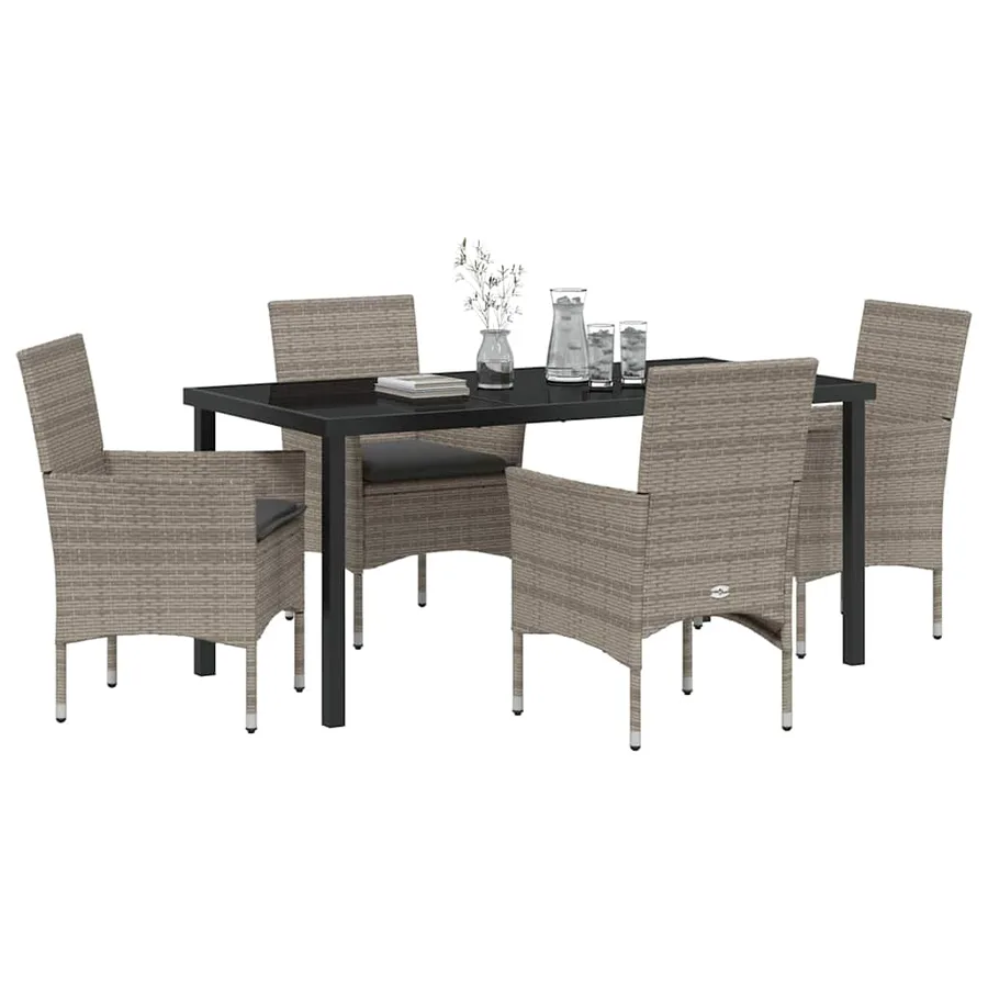 Ensemble de salle à manger pour jardin 5 pcs Gris polyrotin - 3