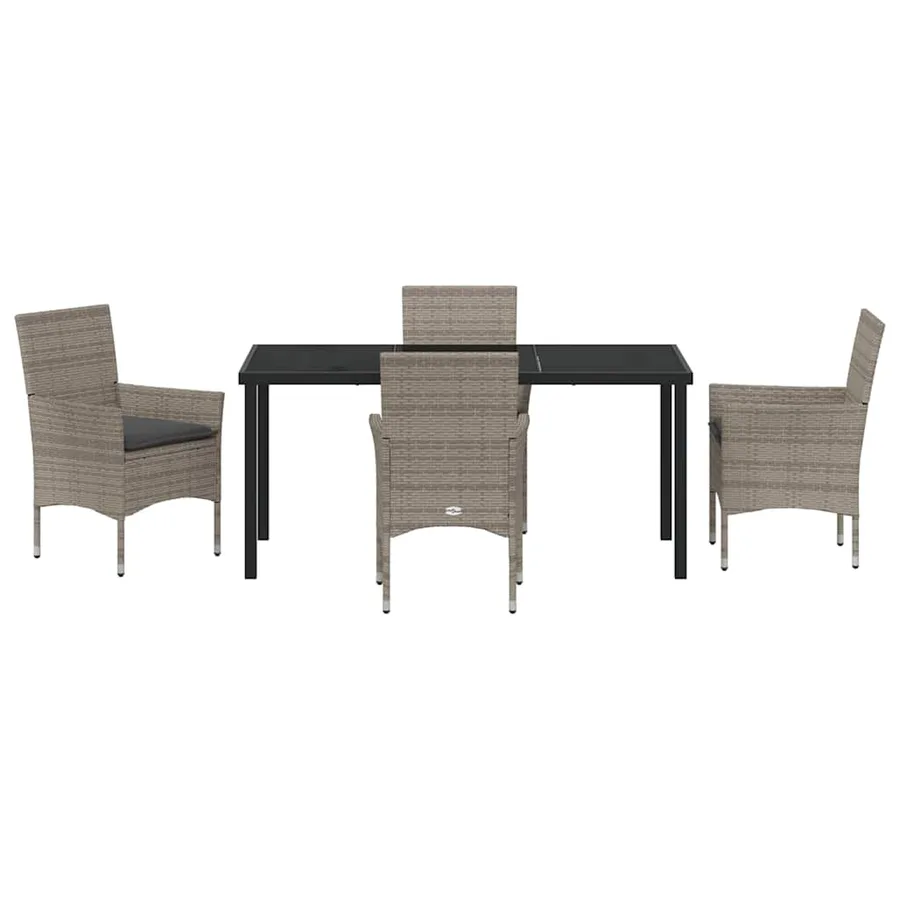 Ensemble de salle à manger pour jardin 5 pcs Gris polyrotin - 7