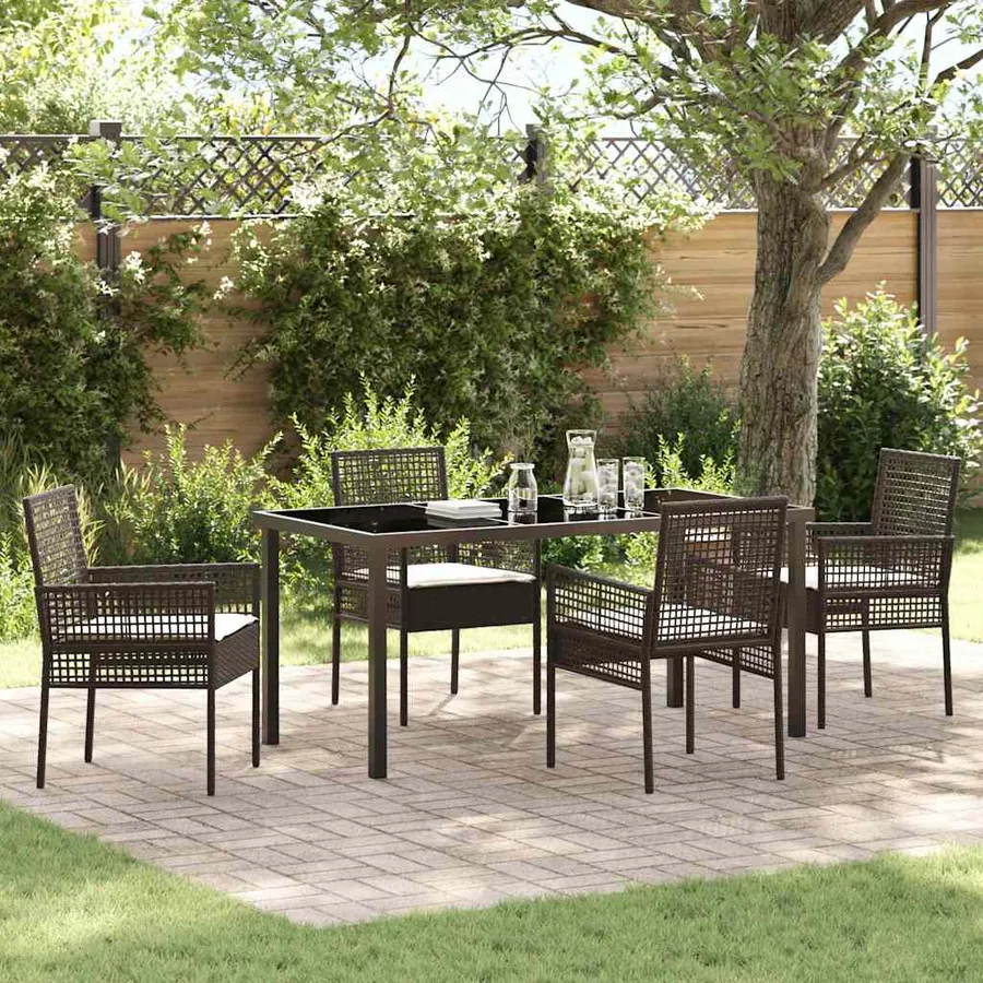 Ensemble de salle à manger pour jardin 5 pcs Marron polyrotin