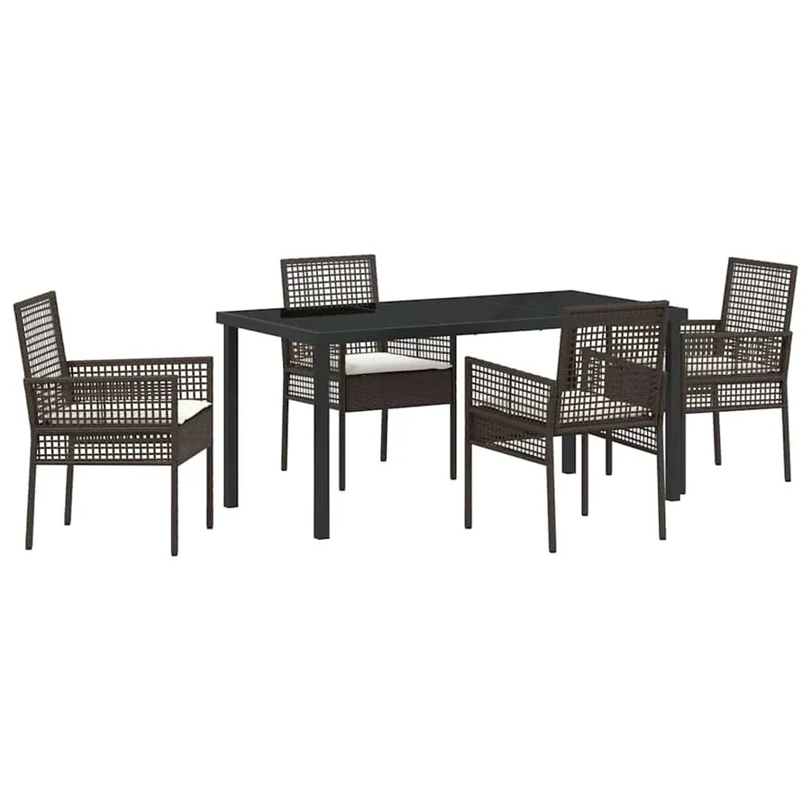 Ensemble de salle à manger pour jardin 5 pcs Marron polyrotin - 2