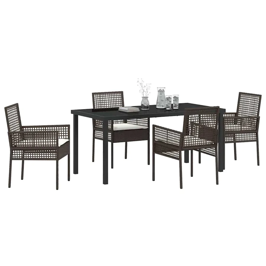 Ensemble de salle à manger pour jardin 5 pcs Marron polyrotin - 3