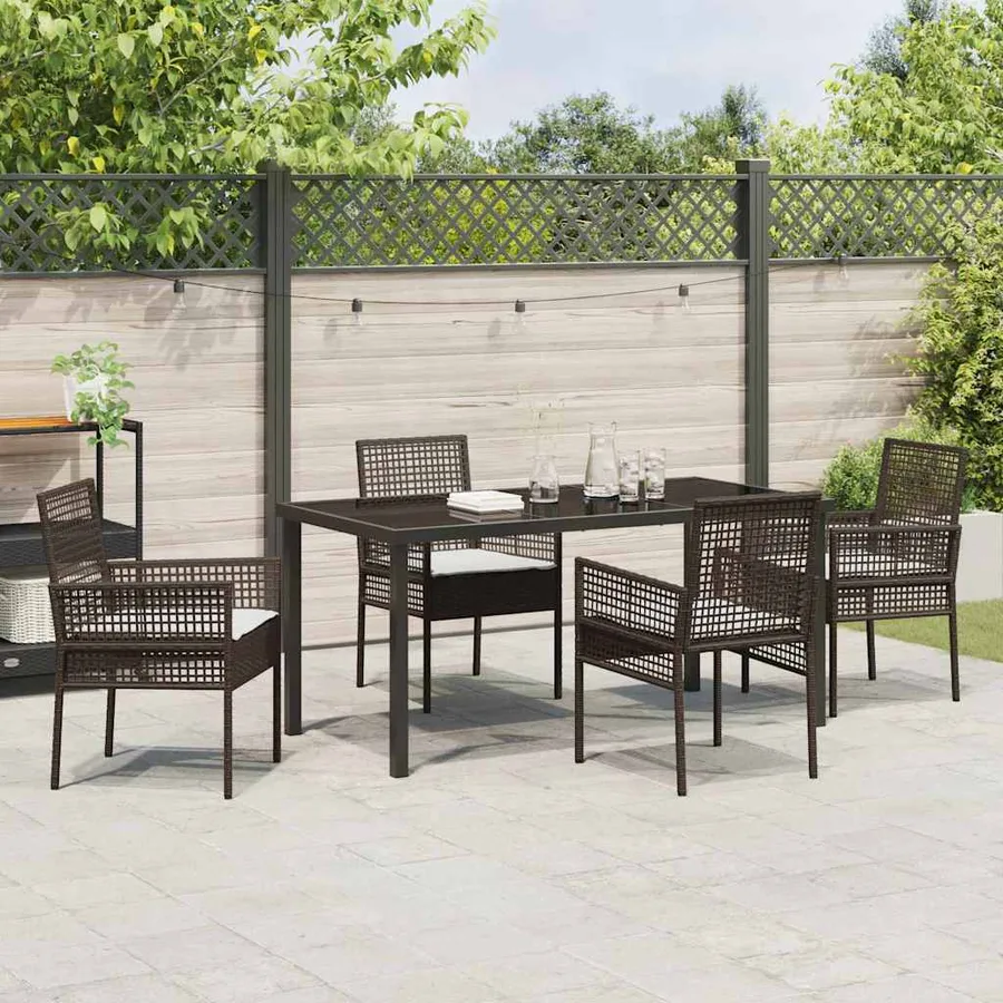 Ensemble de salle à manger pour jardin 5 pcs Marron polyrotin - 4