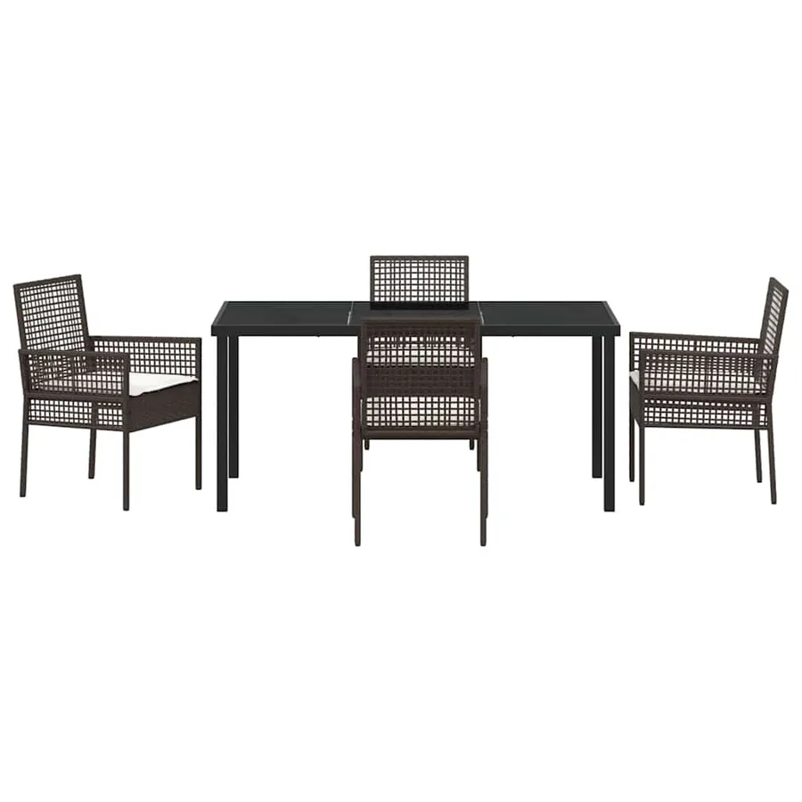 Ensemble de salle à manger pour jardin 5 pcs Marron polyrotin - 7