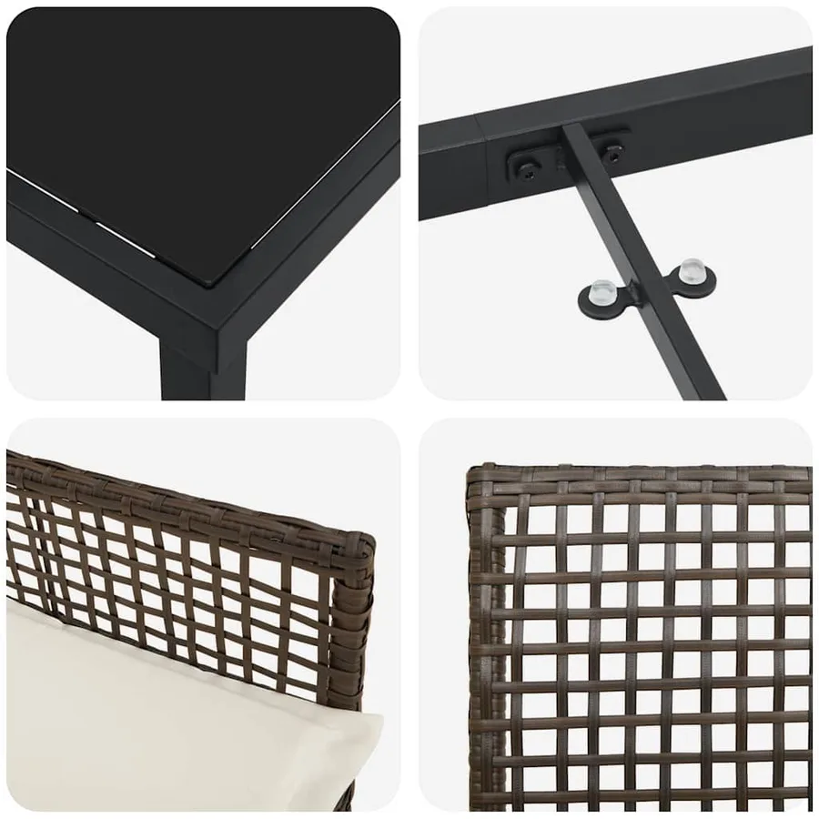 Ensemble de salle à manger pour jardin 5 pcs Marron polyrotin - 9