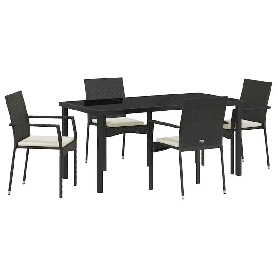 Ensemble de salle à manger pour jardin 5 pcs Noir polyrotin - 2