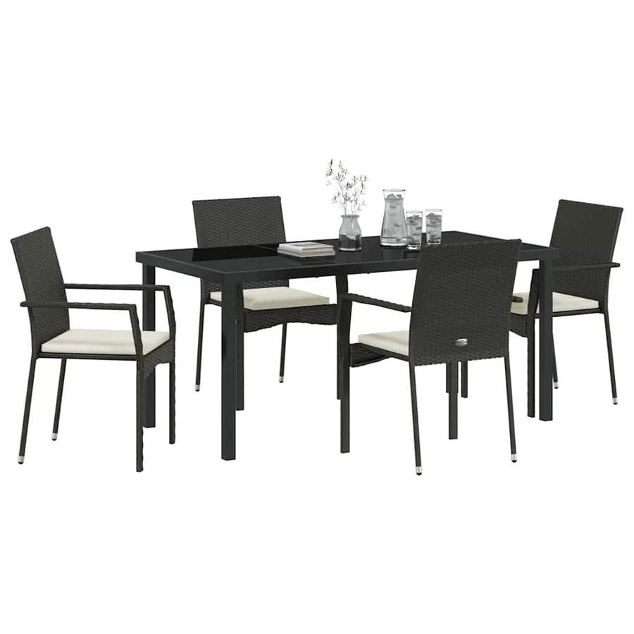 Ensemble de salle à manger pour jardin 5 pcs Noir polyrotin - 3