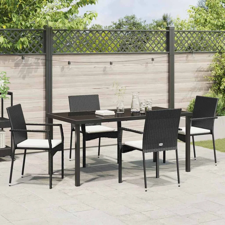 Ensemble de salle à manger pour jardin 5 pcs Noir polyrotin - 4