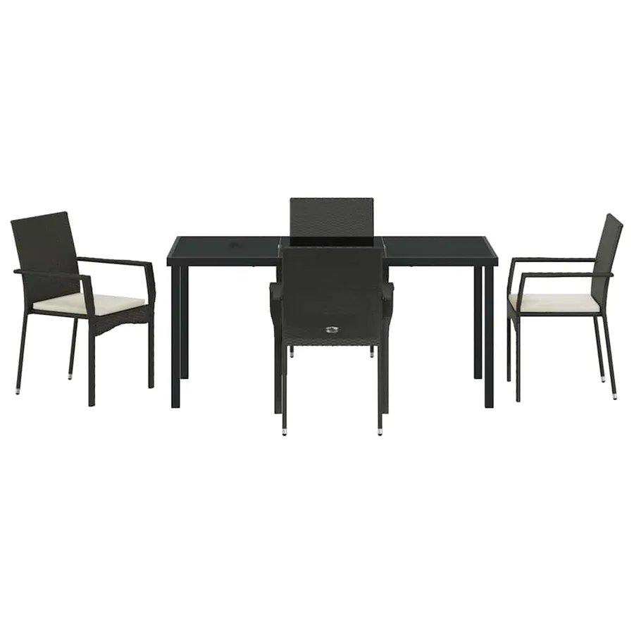 Ensemble de salle à manger pour jardin 5 pcs Noir polyrotin - 7
