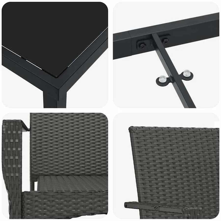 Ensemble de salle à manger pour jardin 5 pcs Noir polyrotin - 9